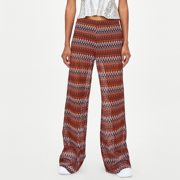 Zara Pants - Zara boho flare bottom pants M NWT